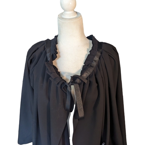 Witchy Cape buffalo check Sweeping ruffle neck grosgrain ribbon Fairy long cape - Picture 3 of 12